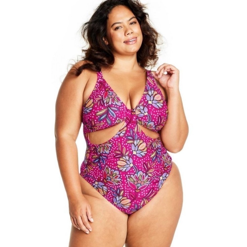 Tabitha Brown X Target Pink Floral Print One Piece Swimsuit 22W NWOT